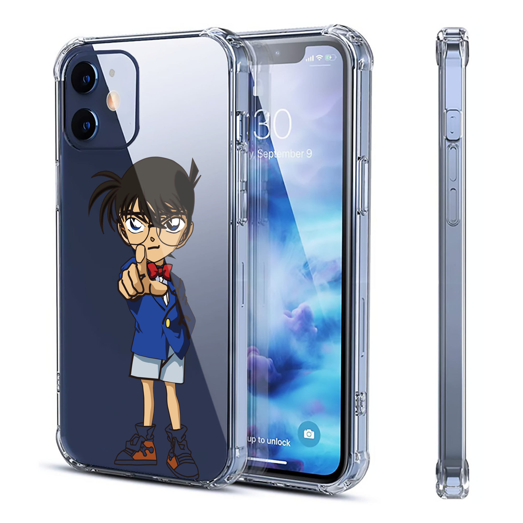 （画像用） 名探偵コナン 江戸川 コナン Detective Conan Conan Edogawa 【iPhone 12シリーズ対応】透明スマホケース（クリアソフトケース）